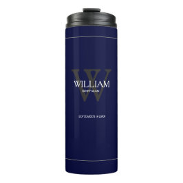 Wedding Best Man Gift Modern Monogram Cool Navy Thermosbeker