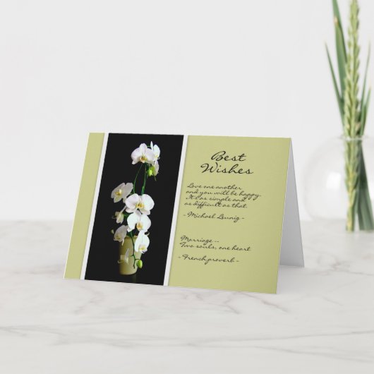 Wedding Best Wishes White Orchids Kaart (Voorkant)