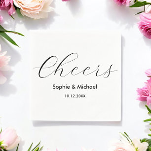 Wedding Black White Cheers Napkins Servet