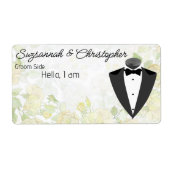 Wedding Bloemen Rand Tuxedo Label Naam Tag (Voorkant)