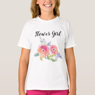 Wedding Bloemenmeisje Waterverf Rozen Bruidsfeest T-shirt