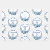 Wedding Blue Hydrangeas Personalize Names Damask 3 Inpakpapier Vel (Voorkant 2)