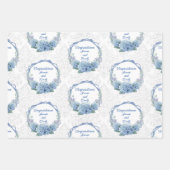 Wedding Blue Hydrangeas Personalize Names Damask 3 Inpakpapier Vel (Voorkant)