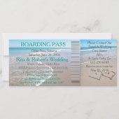 Wedding Boarding Pass Ticket-Destination Hearts Kaart (Voorkant)