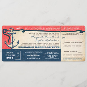 Wedding Boarding Pass- tickets met RSVP Kaart