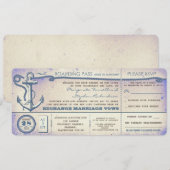 Wedding Boarding Pass- tickets met RSVP Kaart (Voorkant / Achterkant)