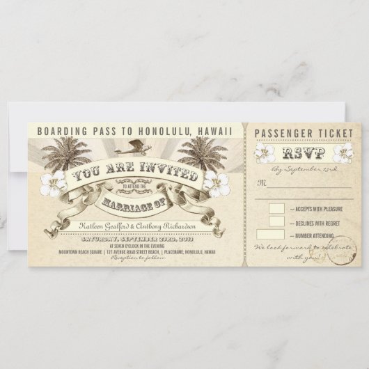 Wedding Boarding Pass tickets - Uitnodigingen (Voorkant)