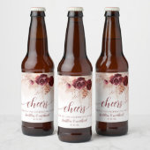 Wedding Boho Pampas Grass Wedding Burgundy Bier Etiket (Flessen)