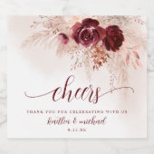 Wedding Boho Pampas Grass Wedding Burgundy Bier Etiket (Enkel label)