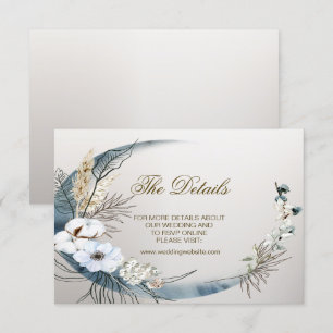 Wedding Boho White Orchid Flowers Blue Moon Party Informatiekaartje
