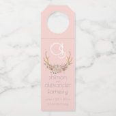 Wedding Bottle Hanger | Monogram Koraal Floral BOH (Voorkant)