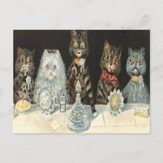 Wedding Breakfast Food Biscuits By Louis Wain Briefkaart