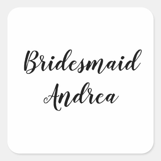 Wedding Bridesmaid 2023 Simple Custom Name Modern Vierkante Sticker (Voorkant)
