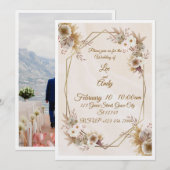 Wedding Brown and beige Invitation (Devant / Derrière)
