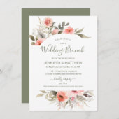Wedding Brunch Waterverf Blush Roos Wreath Kaart (Voorkant / Achterkant)
