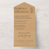 Wedding Burly Wood Sand Kindly Reply invite All In One Uitnodiging (Binnen)