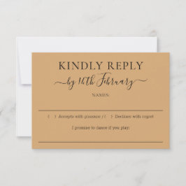 Wedding Burly Wood Sand Kindly Reply RSVP Kaartje