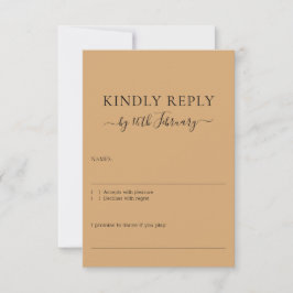 Wedding Burly Wood Sand Signature Kindly Reply RSVP Kaartje