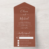 Wedding Burnt Sinaasappel Boho Terracotta All In One Uitnodiging (Binnen)