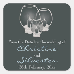 Wedding By Candlelight, bewaar de datum. Vierkante Sticker