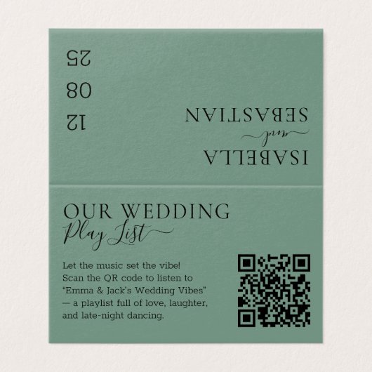 Wedding Cadet Blue Green QR Code Playlist (Outside Unfolded)