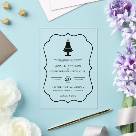 Wedding Cake Acryl Uitnodigingen (Insitu (Huwelijk))