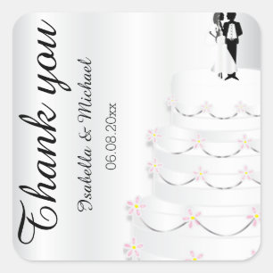 Wedding Cake Bedankt Vierkante Sticker