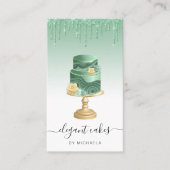 Wedding Cake Glitter Drip Mint Green Bakery Visitekaartje (Voorkant)