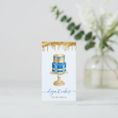 Wedding Cake Glitter Drip Royal Blue Bakery Visitekaartje (Staand voorkant)