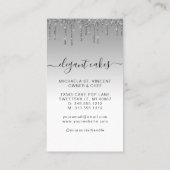 Wedding Cake Glitter Drip Silver Turquoise Bakery Visitekaartje (Achterkant)
