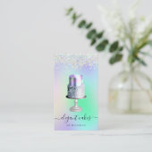 Wedding Cake Holographic Glitter Bakery Visitekaartje (Staand voorkant)