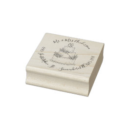Wedding Cake Retour Adres Namen Hout Rubberstempel