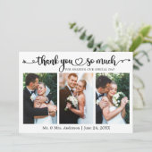 Wedding Calligraphy Script Heart 3 Photo Bedankkaart (Staand voorkant)