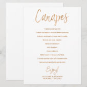 Wedding Canapes Menu | Stijlvol gouden Roos met le Kaart (Voorkant / Achterkant)