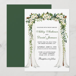Wedding Canopy Arch Waterverf Green White Floral Kaart