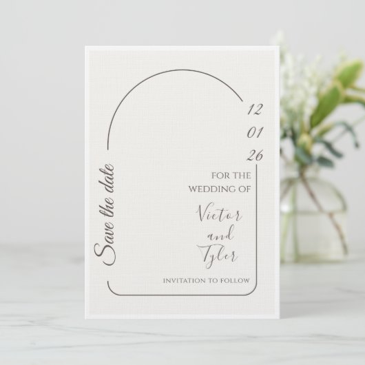 Wedding Card – Modern Minimal Save The Date Arch  Kaart (Staand voorkant)