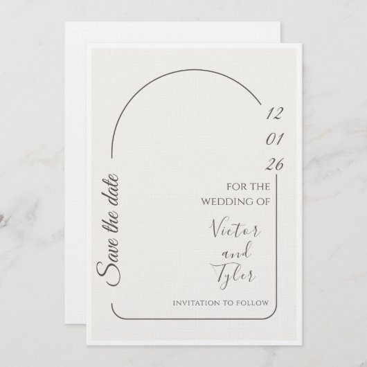 Wedding Card – Modern Minimal Save The Date Arch  Kaart (Voorkant / Achterkant)