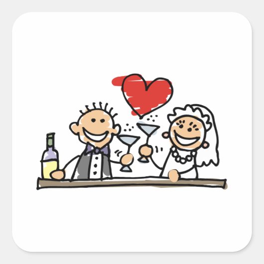 Wedding Celebration Vierkante Sticker (Voorkant)
