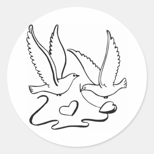 Wedding Ceremony Doves Ronde Sticker (Voorkant)