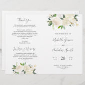 Wedding Ceremony Program Cream Waterverf Floral (Voorkant / Achterkant)