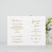 Wedding Ceremony Program, Elegant Script Gold (Staand voorkant)