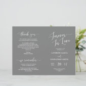 Wedding Ceremony Program, Elegant Script Grey (Staand voorkant)