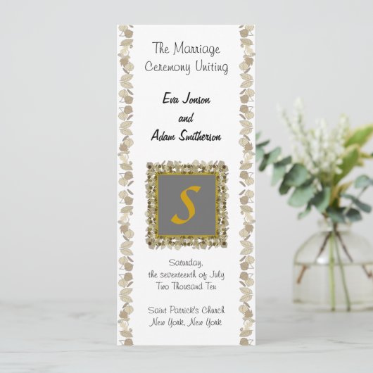 Wedding Ceremony Program Gold Leaf Programma (Staand voorkant)