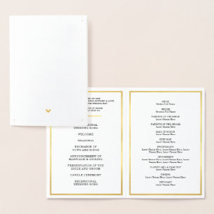 WEDDING CEREMONY-PROGRAMMA, eenvoudig stijlvol har Folie Kaarten