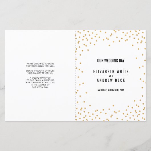 WEDDING CEREMONY PROGRAMMA glamoureus goudglitter (Voorkant)