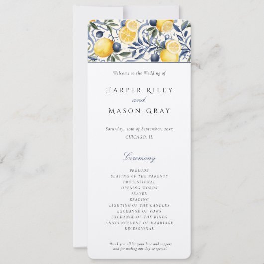 Wedding Ceremony-programma Kaart (Voorkant)