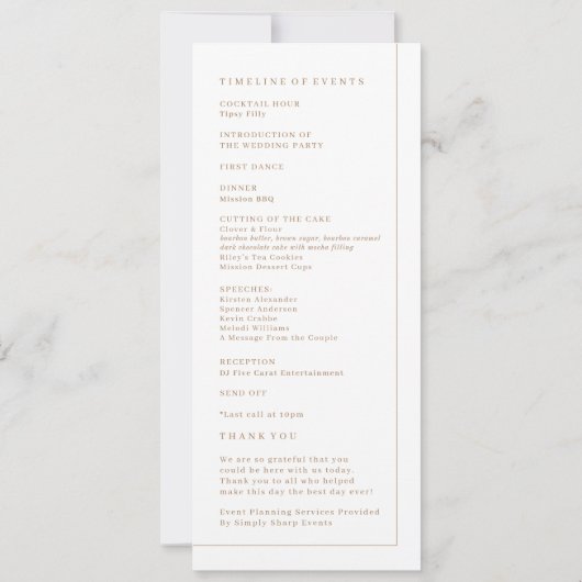 Wedding Ceremony-programma Kaart (Achterkant)