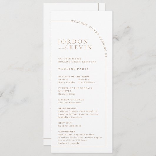 Wedding Ceremony-programma Kaart (Voorkant / Achterkant)