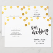 WEDDING CEREMONY-PROGRAMMA met handbediende goudvl (Voorkant / Achterkant)