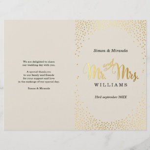 WEDDING CEREMONY PROGRAMMA mini gold confetti iory